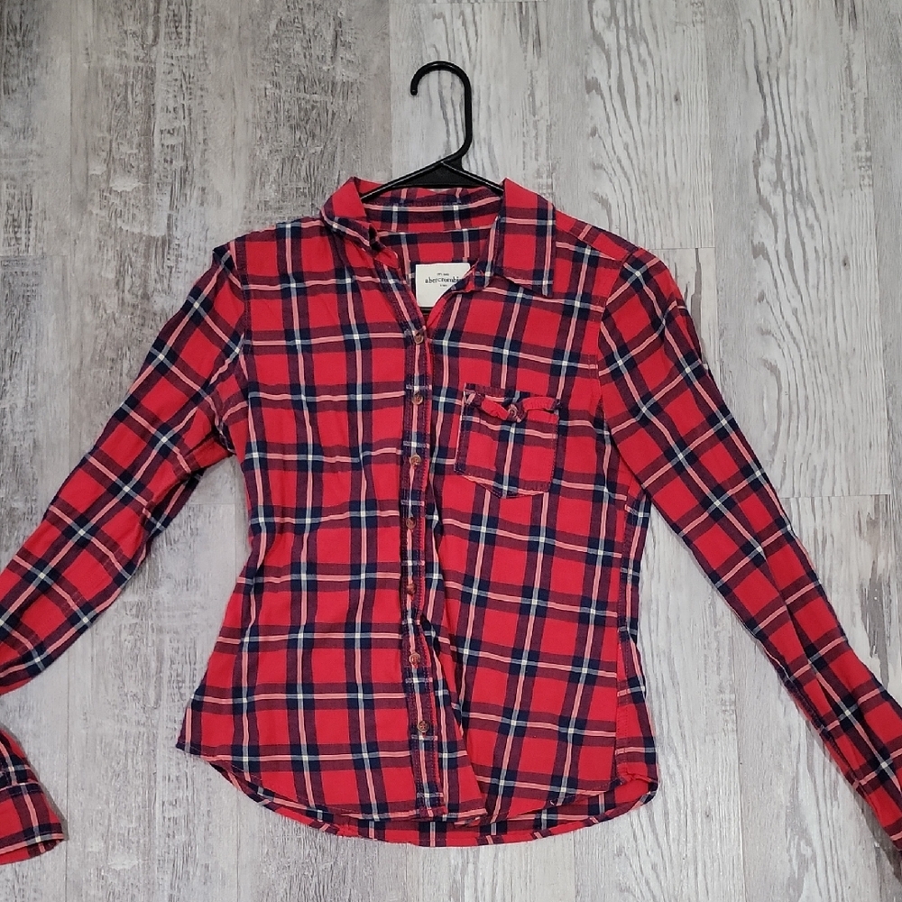 Abercrombie & Fitch Red and Blue Plaid Shirt